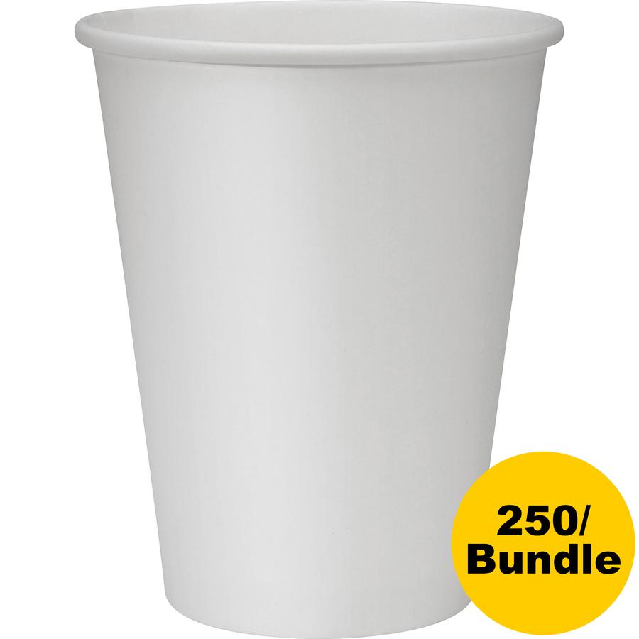 Genuine Joe 12 oz Disposable Hot Cups - 50.0 / Pack - 5 / Bundle - White - Polyurethane - Hot Drink, Beverage. Picture 4
