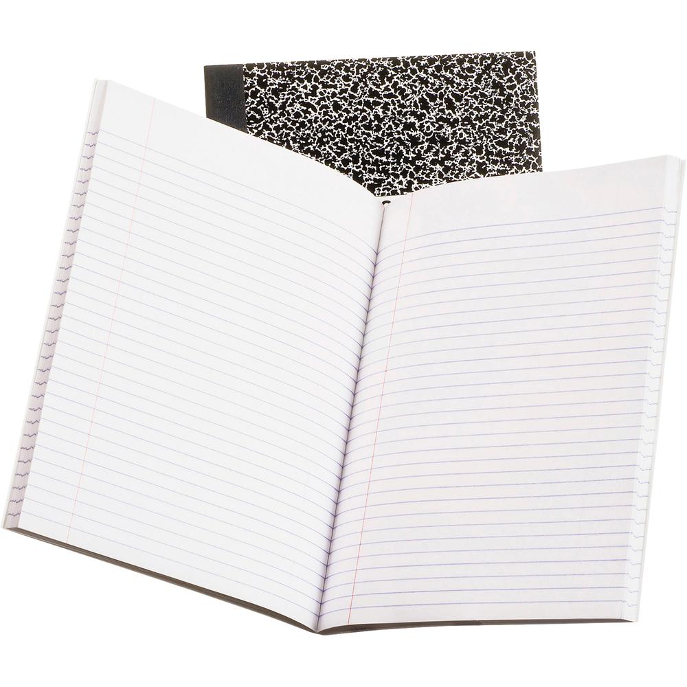 Oxford Tops College-ruled Composition Notebook - 80 Sheets - Stitched - 7 7/8" x 10" - White Paper - Black Cover Marble - 1 Each. Picture 3