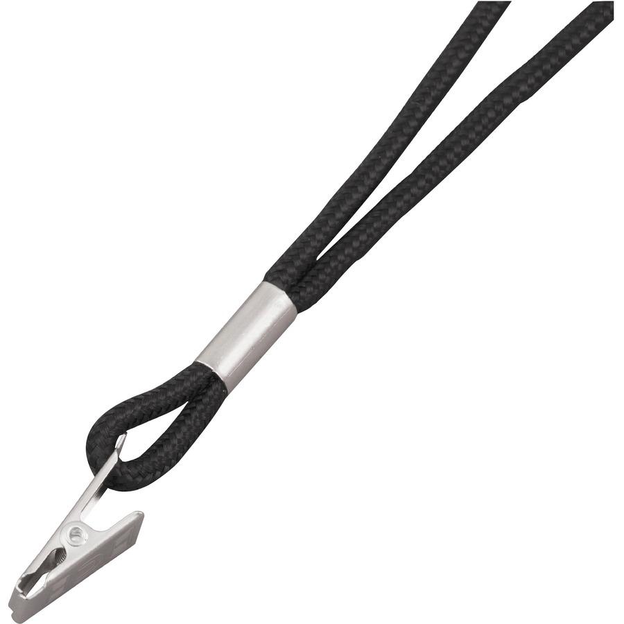 Advantus Metal Clip Cord-style Lanyard - 20 / Box - 36" Length - Black - Metal. Picture 2