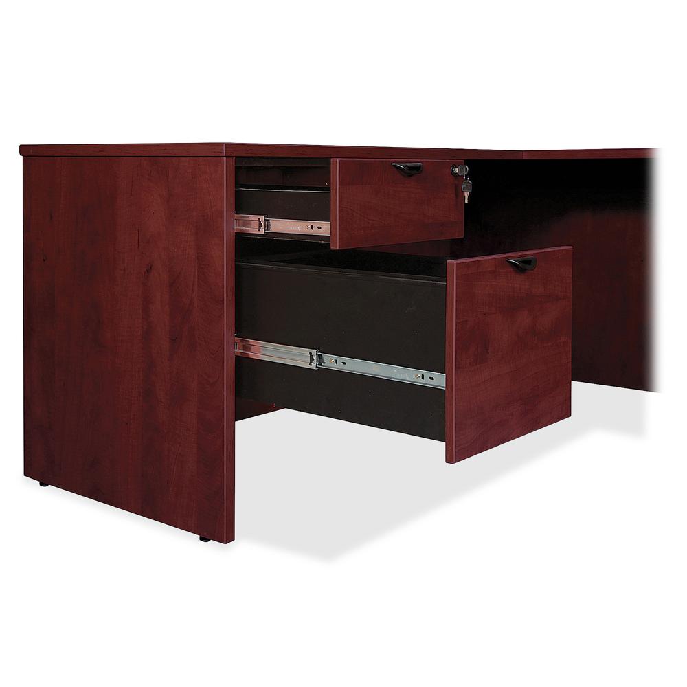 Lorell Prominence 2.0 Double-Pedestal Desk - 1" Top, 60" x 30"29" - 5 x File, Box Drawer(s) - Double Pedestal on Left/Right Side - Band Edge - Material: Particleboard - Finish: Mahogany Laminate, Ther. Picture 6
