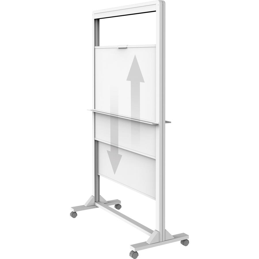 Quartet Motion Dual-Track Mobile Magnetic Dry-Erase Easel - 40" (3.3 ft) Width x 68" (5.7 ft) Height - White Painted Steel Surface - White Aluminum, Aluminum Frame - Rectangle - Horizontal - Magnetic . Picture 3