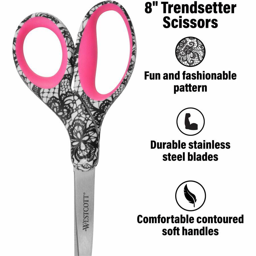 Westcott 8" Fashion Scissors - 8" Overall Length - Left/Right - Stainless Steel - Multi - 1 Each. Picture 5