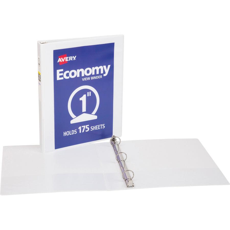 Avery&reg; Economy View Binder - 1" Binder Capacity - Letter - 8 1/2" x 11" Sheet Size - 175 Sheet Capacity - 3 x Round Ring Fastener(s) - 2 Internal Pocket(s) - Vinyl-covered Chipboard - White - 15.8. Picture 6