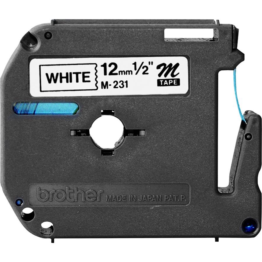 Brother P-touch Nonlaminated M Series Tape Cartridge - 1/2" Width - Direct Thermal - White - 4 / Bundle - Non-laminated, Self-adhesive. Picture 2