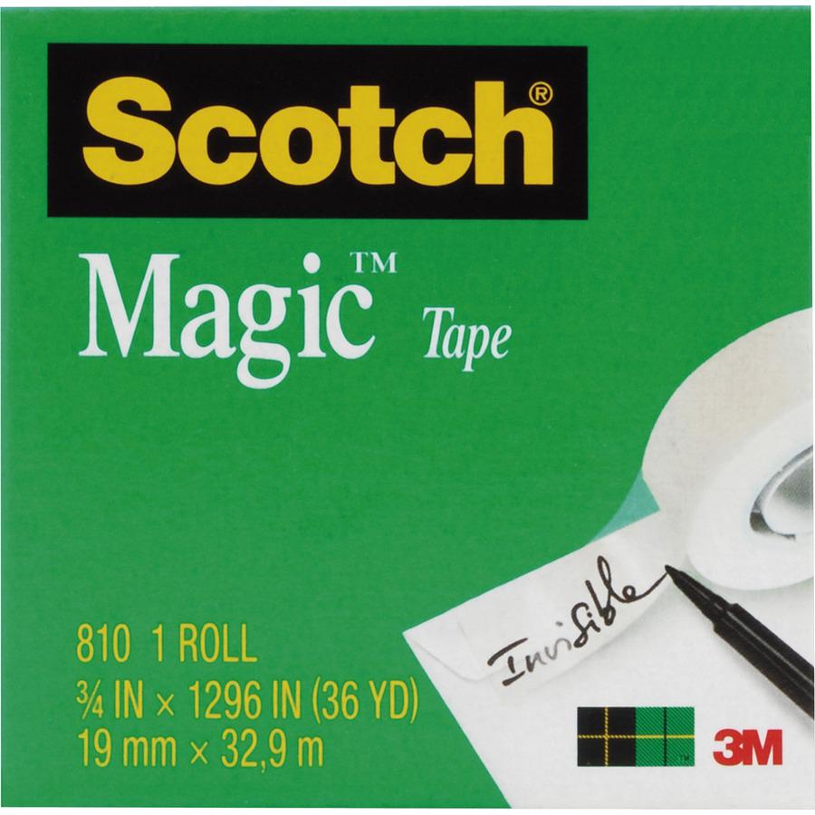 Scotch 3/4"W Magic Tape - 36 yd Length x 0.75" Width - 1" Core - Split Resistant, Tear Resistant - For Mending, Splicing - 12 / Pack - Matte - Clear. Picture 2