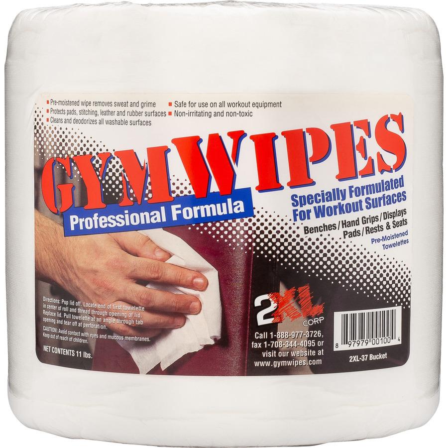 2XL GymWipes Professional Towelettes Bucket Refill - 8" Length x 6" Width - 700 / Pack - 4 / Carton - Bleach-free, Non-alcohol, Hygienic, Disinfectant, Phenol-free, Quick Drying - White. Picture 2