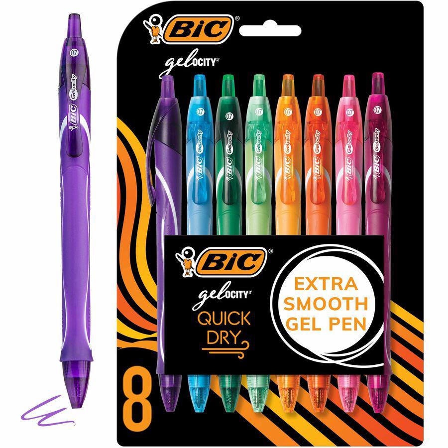 BIC America Gel-ocity Gel Pen - Medium Pen Point - 0.7 mm Pen Point Size - Retractable - Assorted Gel-based Ink - 8 / Pack. Picture 2