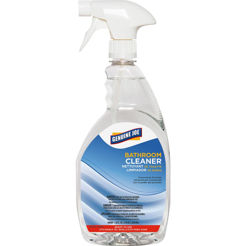 Genuine Joe Peroxide-Powered Bathroom Cleaner - Ready-To-Use - 32 fl oz (1 quart) - 6 / Carton - Clear. Picture 3