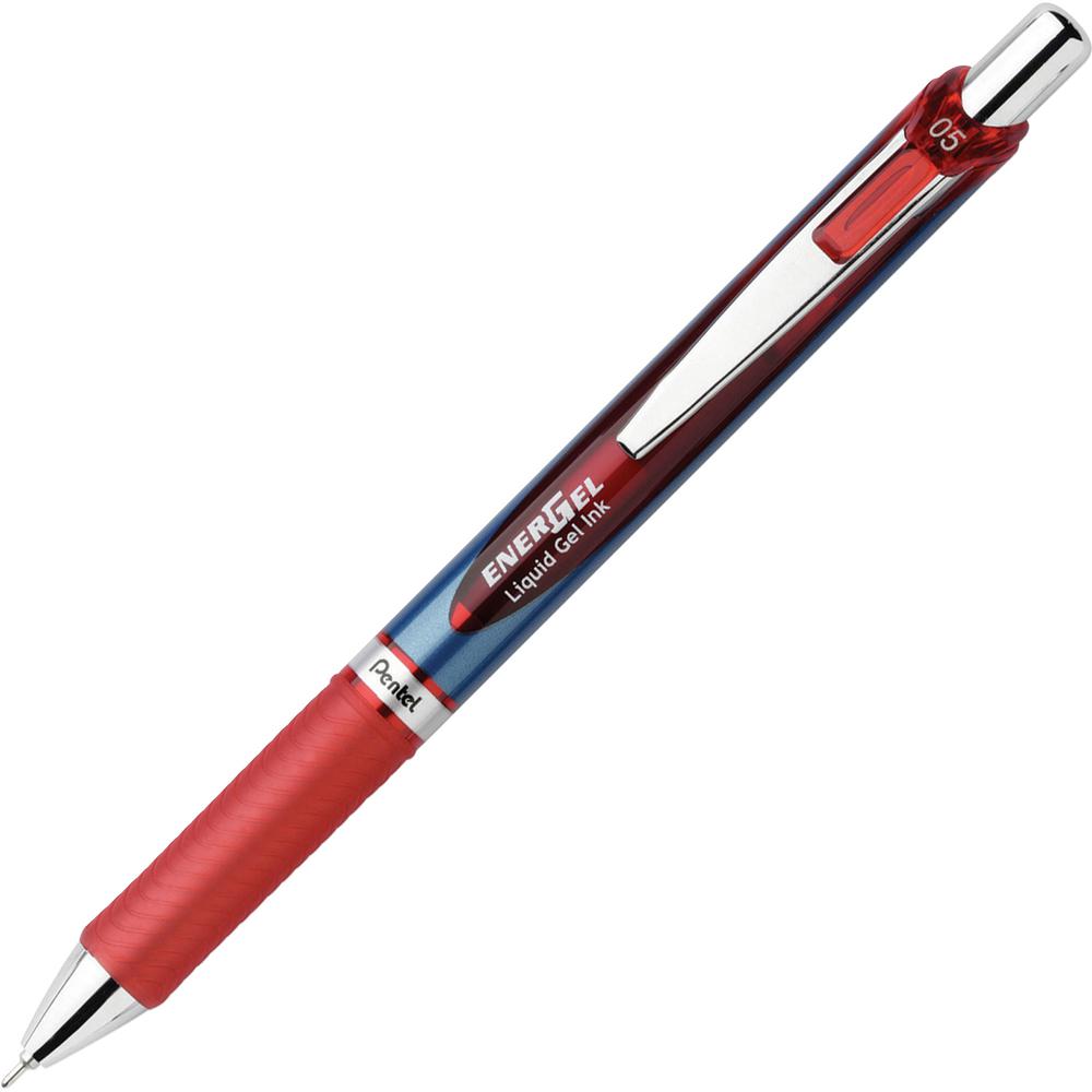 EnerGel EnerGel RTX Liquid Gel Pens - Fine Pen Point - 0.5 mm Pen Point Size - Needle Pen Point Style - Refillable - Retractable - Red Gel-based Ink - Blue Barrel - Stainless Steel Tip - 12 / Box. Picture 2