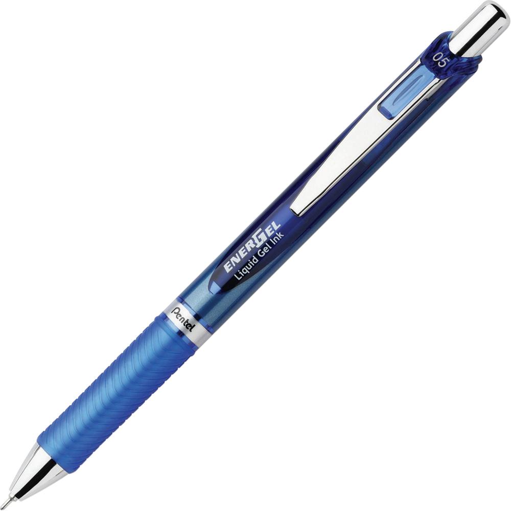 EnerGel EnerGel RTX Liquid Gel Pens - Fine Pen Point - 0.5 mm Pen Point Size - Needle Pen Point Style - Refillable - Retractable - Blue Gel-based Ink - Blue Barrel - Stainless Steel Tip - 12 / Box. Picture 3