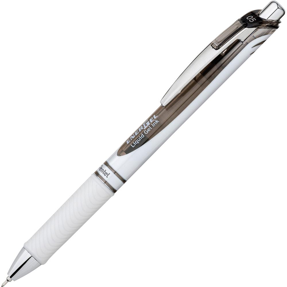 EnerGel EnerGel Pearl Liquid Gel Pens - Fine Pen Point - 0.5 mm Pen Point Size - Needle Pen Point Style - Refillable - Retractable - Black Gel-based Ink - Pearl White Barrel - Stainless Steel Tip - 1 . Picture 3