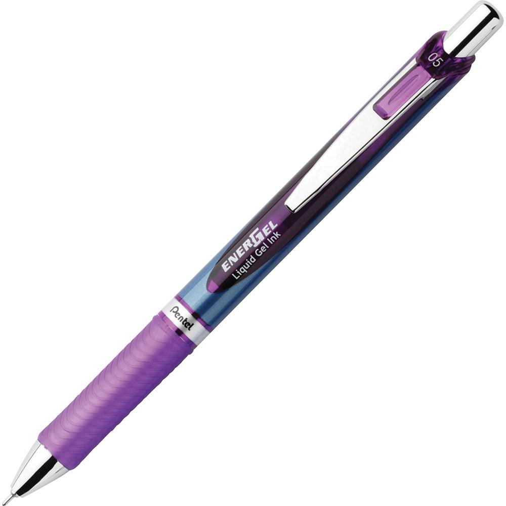 EnerGel EnerGel RTX Liquid Gel Pens - Fine Pen Point - 0.5 mm Pen Point Size - Needle Pen Point Style - Refillable - Retractable - Violet Gel-based Ink - Blue Stainless Steel Barrel - Metal Tip - 1 Do. Picture 2