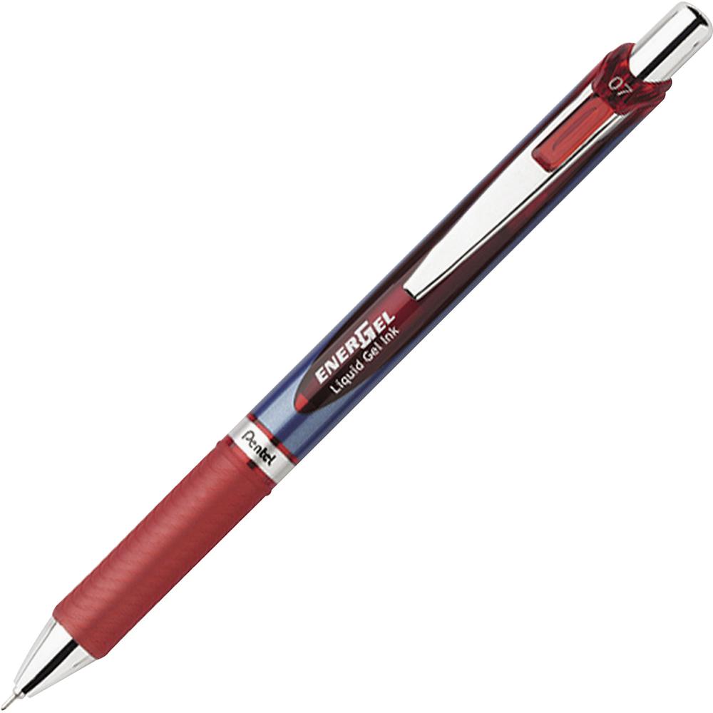 EnerGel EnerGel RTX Liquid Gel Pens - Medium Pen Point - 0.7 mm Pen Point Size - Needle Pen Point Style - Refillable - Retractable - Red Gel-based Ink - Blue Barrel - Stainless Steel Tip - 12 / Box. Picture 2