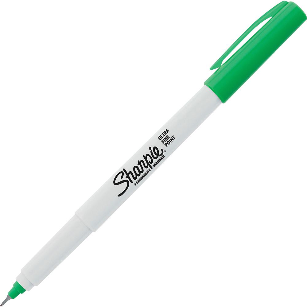 Sharpie Precision Permanent Markers - Ultra Fine Marker Point - Narrow Marker Point Style - Green Alcohol Based Ink - 12 / Box. Picture 3