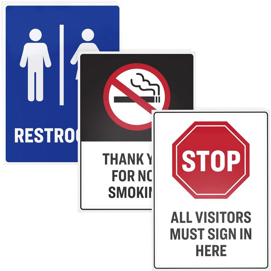 Avery&reg; 8"x8" Removable Label Safety Signs - 8" Width x 8" Length - Removable Adhesive - Rectangle - Laser, Inkjet - White - Film - 1 / Sheet - 15 Total Sheets - 15 Total Label(s) - 5 - Water Resis. Picture 3