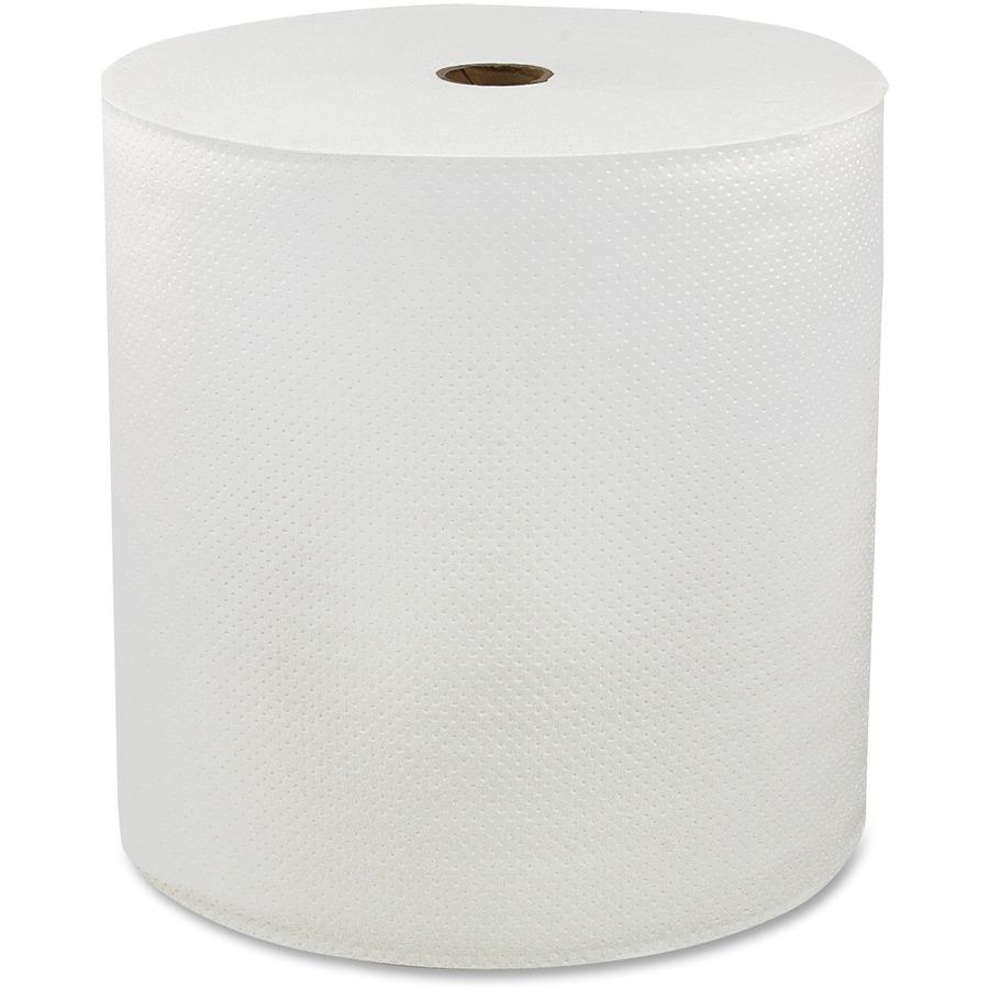 Genuine Joe Solutions Hardwound Paper Towels - 1 Ply - 7" x 850 ft - White - 390 / Pallet. Picture 9