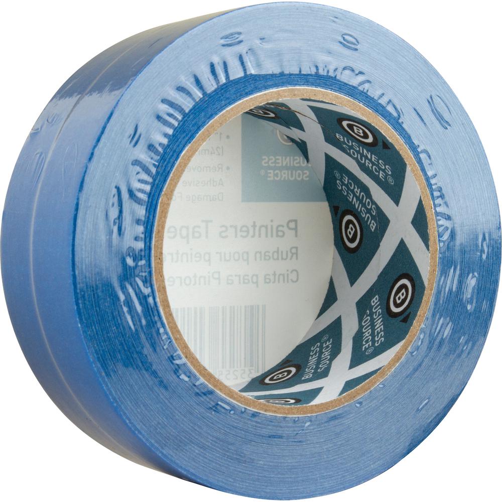 Business Source Multisurface Painter's Tape - 60 yd Length x 1" Width - 5.5 mil Thickness - 2 / Pack - Blue. Picture 6