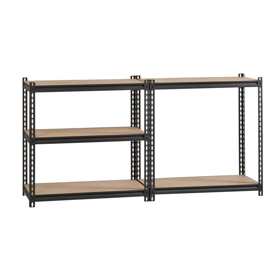 Lorell 2,300 lb Capacity Riveted Steel Shelving - 5 Shelf(ves) - 72" Height x 36" Width x 18" Depth - 30% Recycled - Black - Steel, Particleboard - 1 Each. Picture 7