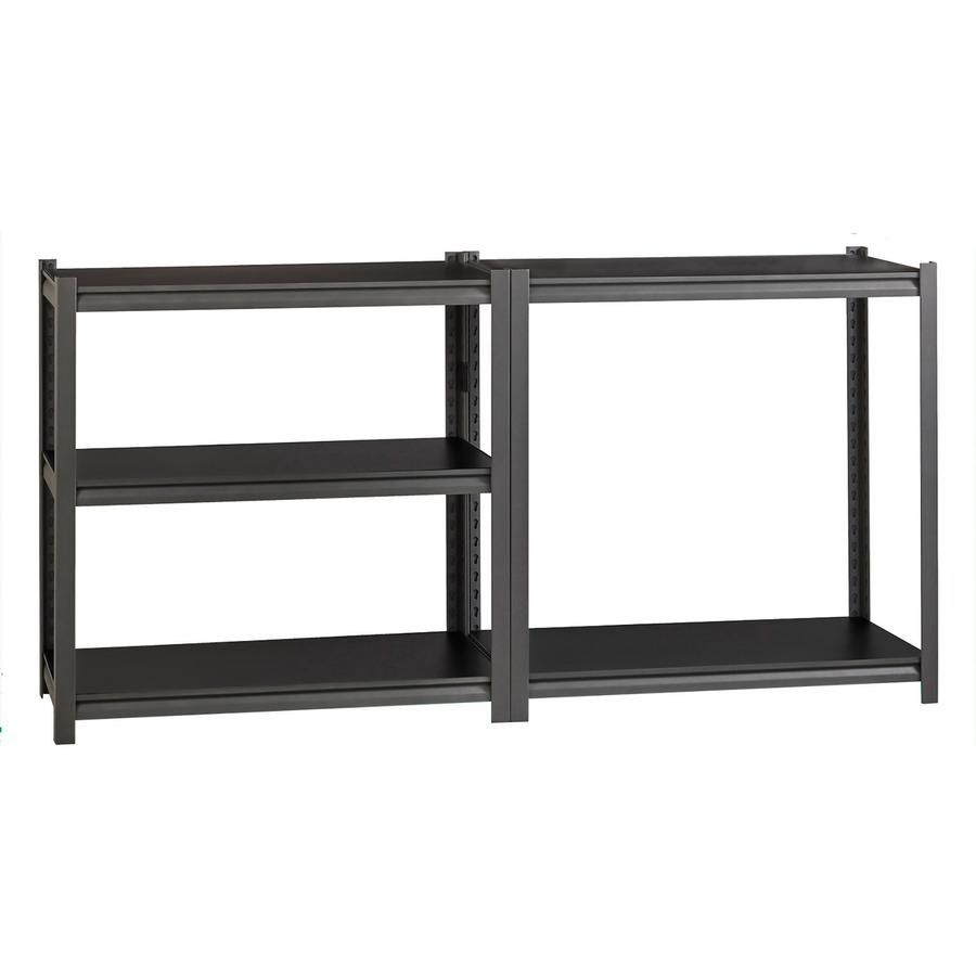 Lorell Iron Horse 3200 lb Capacity Riveted Shelving - 5 Shelf(ves) - 72" Height x 36" Width x 18" Depth - 30% Recycled - Black - Steel, Laminate - 1 Each. Picture 9