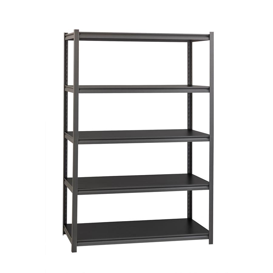 Lorell Iron Horse 3200 lb Capacity Riveted Shelving - 5 Shelf(ves) - 72" Height x 48" Width x 18" Depth - 30% Recycled - Black - Steel, Laminate - 1 Each. Picture 4