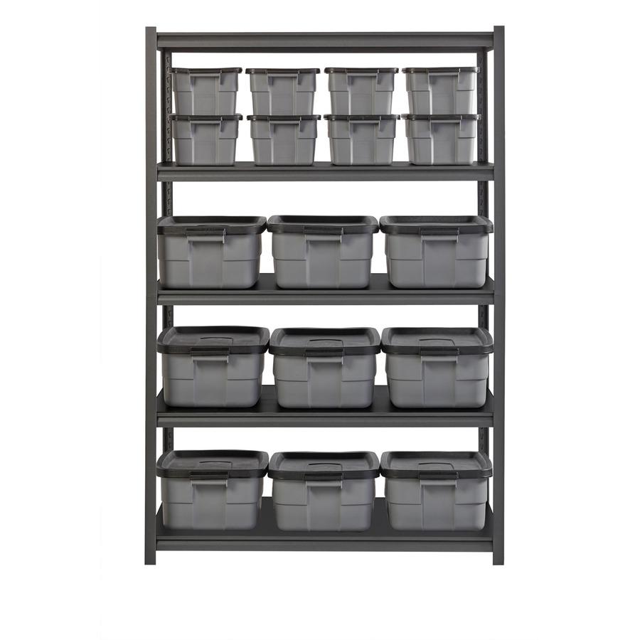 Lorell Iron Horse 3200 lb Capacity Riveted Shelving - 5 Shelf(ves) - 72" Height x 48" Width x 24" Depth - 30% Recycled - Black - Steel, Laminate - 1 Each. Picture 10