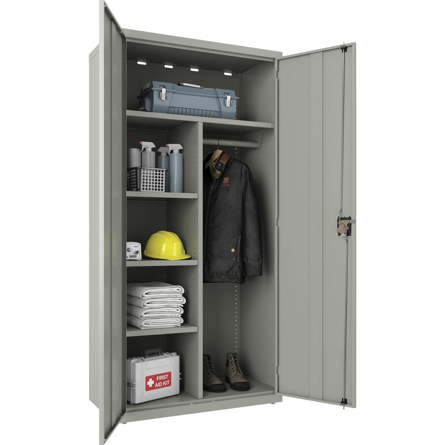 Lorell Fortress Series Wardrobe Cabinet - 18" x 36" x 72" - 2 x Door(s) - Locking Door - Gray - Steel - Recycled. Picture 7