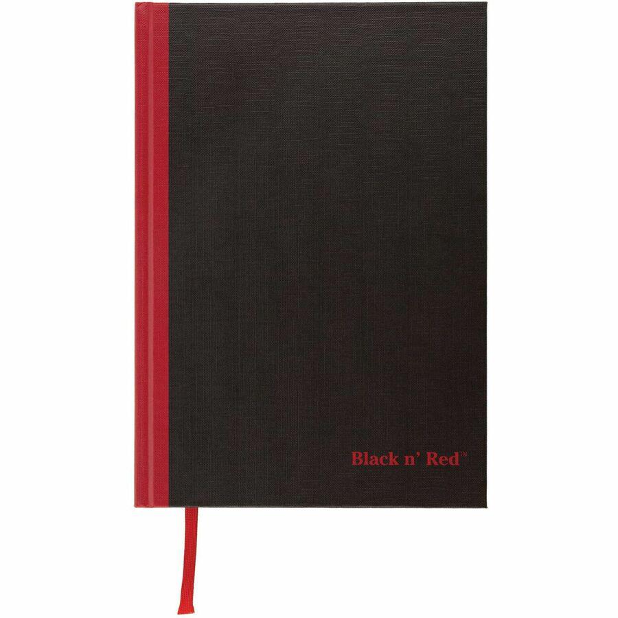 Black n' Red Casebound Business Notebook - 96 Sheets - Case Bound - Ruled9.9" x 7" - Black/Red Cover - Bleed Resistant, Ink Resistant, Smooth, Hard Cover, Ribbon Marker - 1 Each. Picture 5