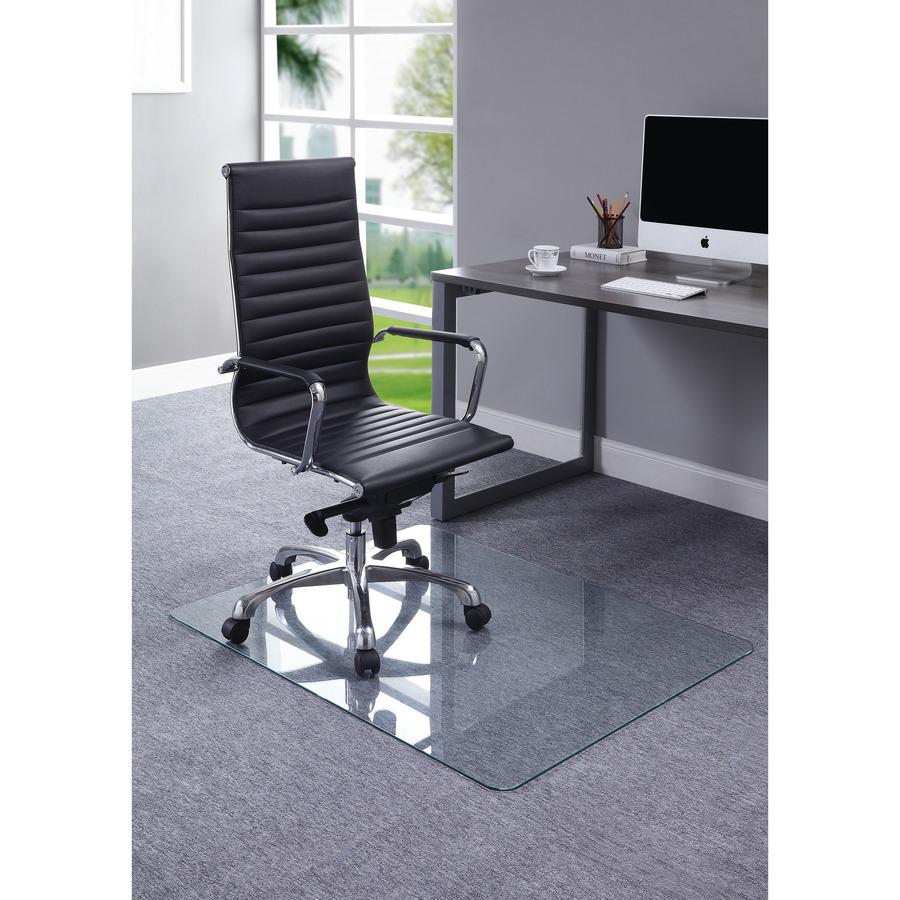 Lorell Tempered Glass Chairmat - Floor, Pile Carpet, Hardwood Floor, Marble - 36" Length x 46" Width x 0.250" Thickness - Rectangular - Tempered Glass - Clear - 1Each. Picture 5