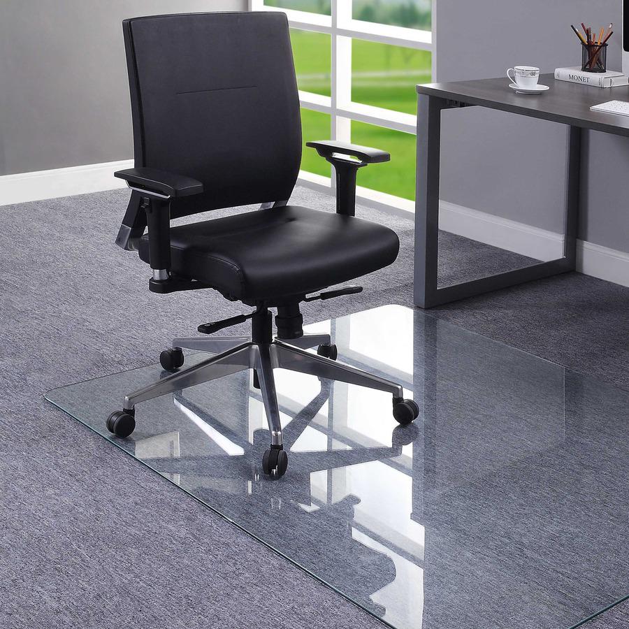 Lorell Tempered Glass Chairmat - Carpet, Hardwood Floor, Marble, Hard Floor - 60" Length x 48" Width x 0.25" Thickness - Rectangle - Tempered Glass - Clear. Picture 5