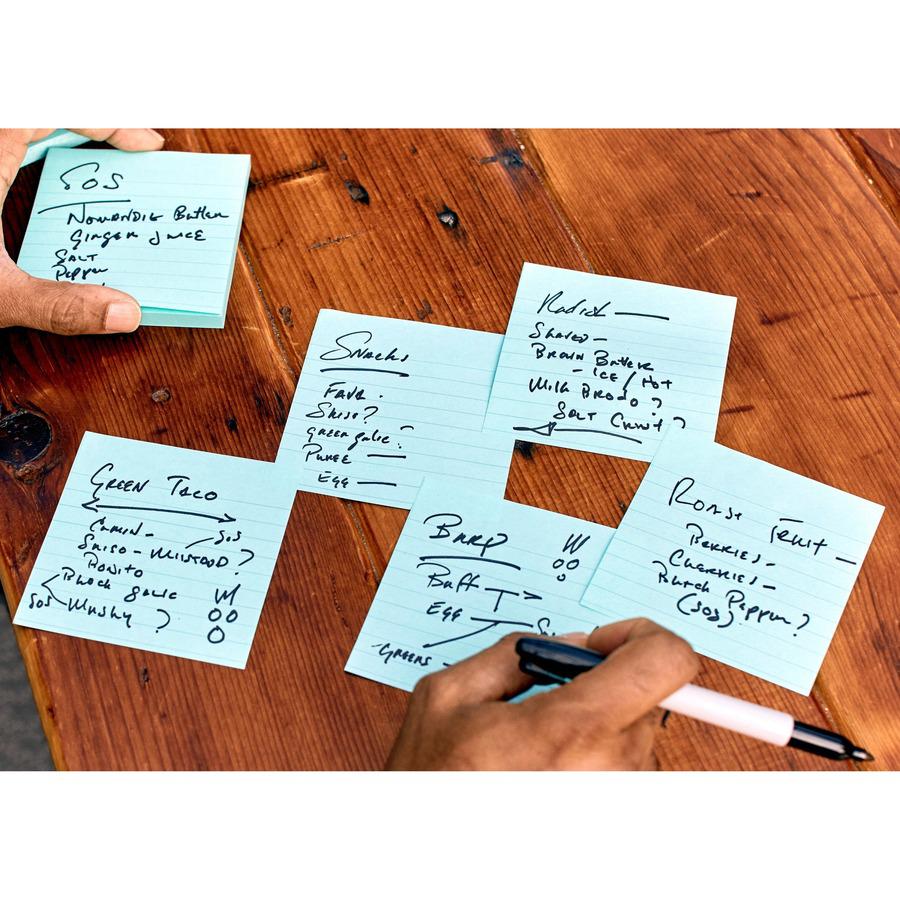 Post-it&reg; Super Sticky Pop-up Lined Note Refills - 4" x 4" - Square - 90 Sheets per Pad - Blue - Sticky - 5 / Pack. Picture 6