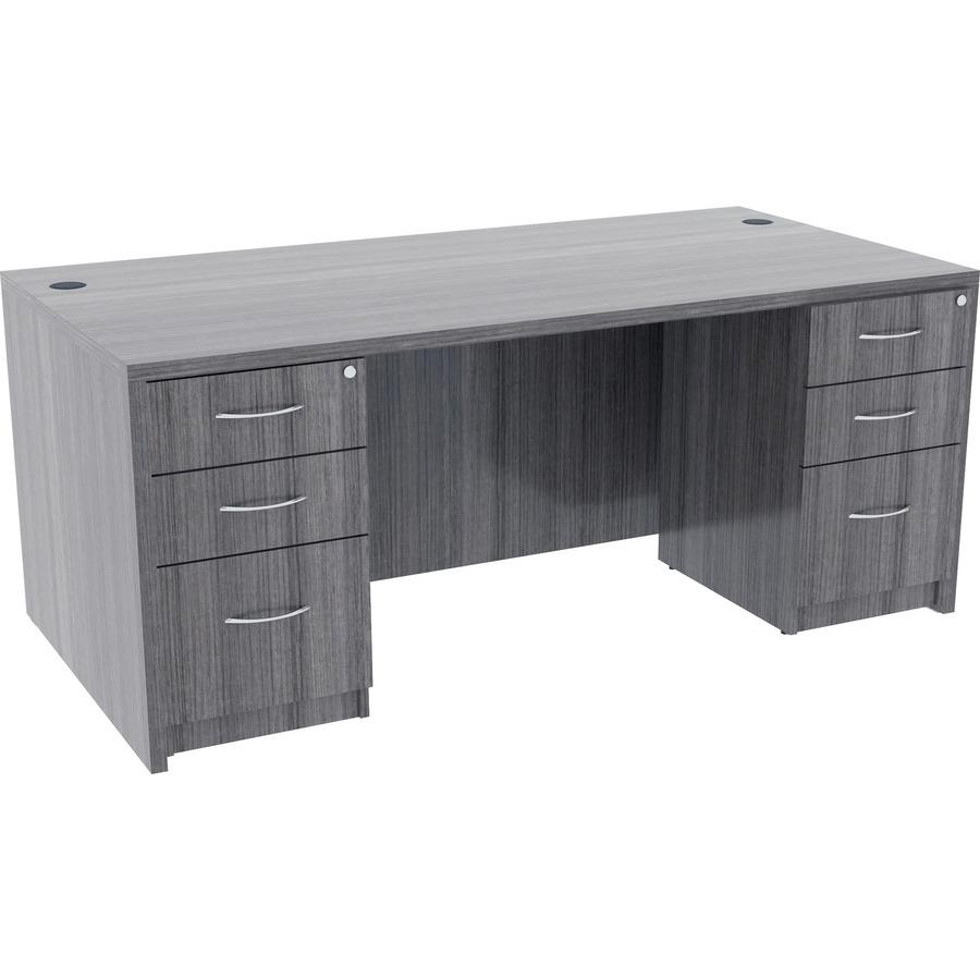 Lorell Weathered Charcoal Laminate Desking Desk Shell - 72" x 36" x 29.5" , 1" Top - Material: Polyvinyl Chloride (PVC) Edge - Finish: Laminate Top, Weathered Charcoal Top. Picture 11