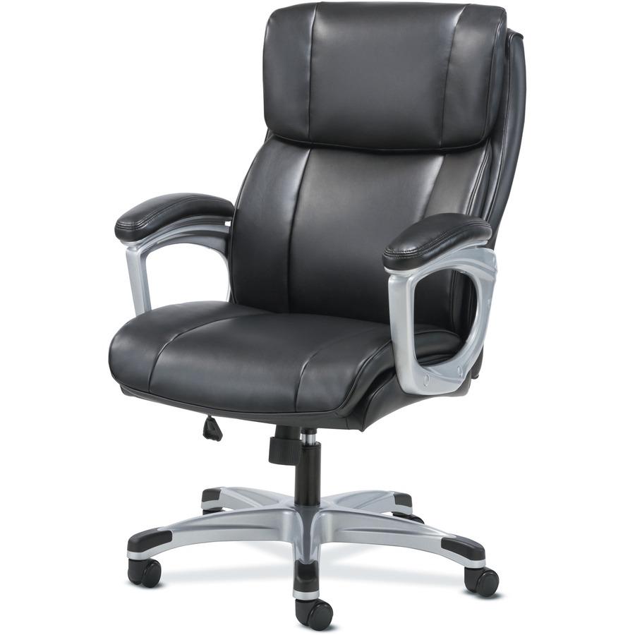 Sadie 3-Fifteen Executive Leather Chair - Black Plush, Bonded Leather Seat - Black Plush, Bonded Leather Back - High Back - 5-star Base - 1 Each. Picture 3