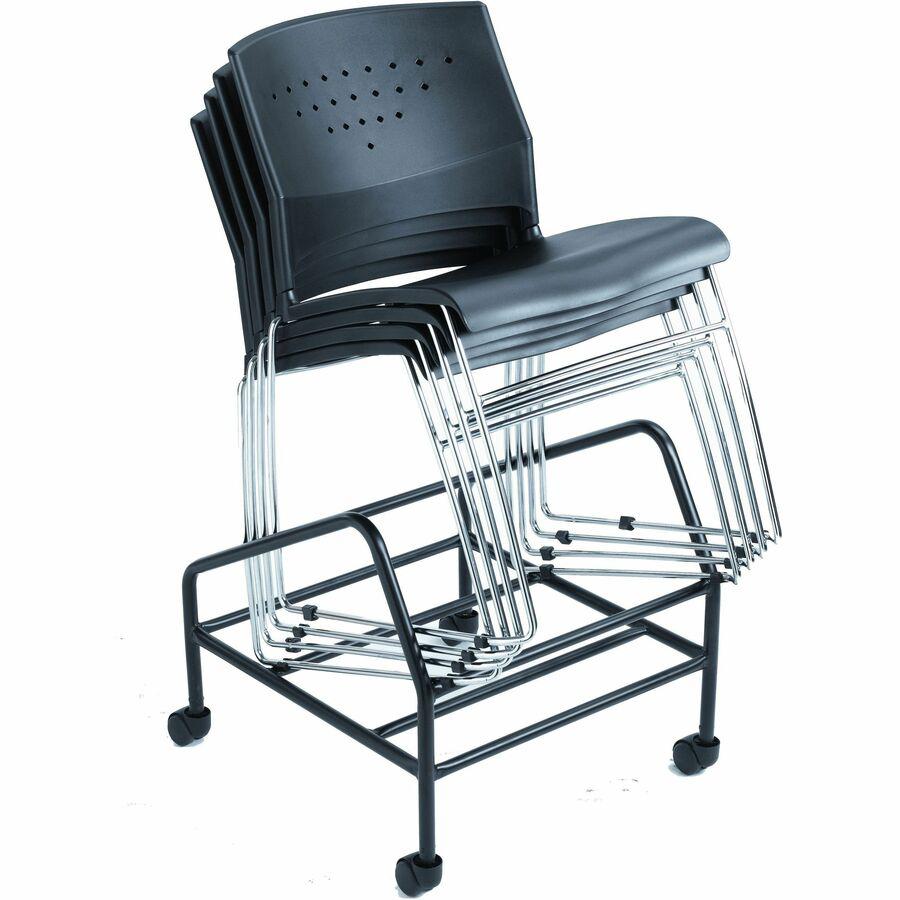 Boss Black Stack Chair With Chrome Frame, 1Pc Pack - Black Polypropylene Seat - Black Polypropylene Back - Chrome Frame - Sled Base - 1 Each. Picture 10