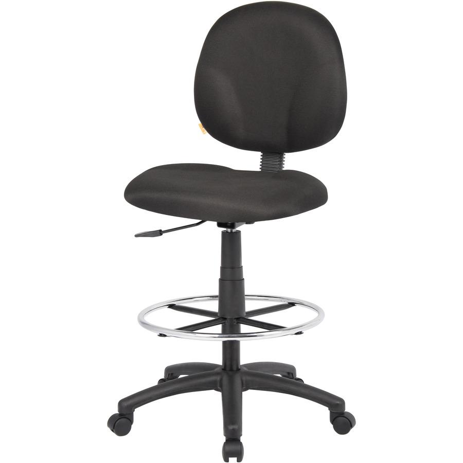 Boss Stand Up Fabric Drafting Stool with Foot Rest, Black - Black Crepe Fabric Seat - Black Crepe Fabric Back - 5-star Base - 1 Each. Picture 11