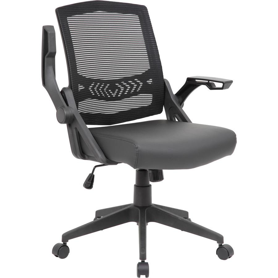 Boss Mesh Flip Arm Task Chair - Black Seat - Black Back - Black Frame - 5-star Base - 1 Each. Picture 11