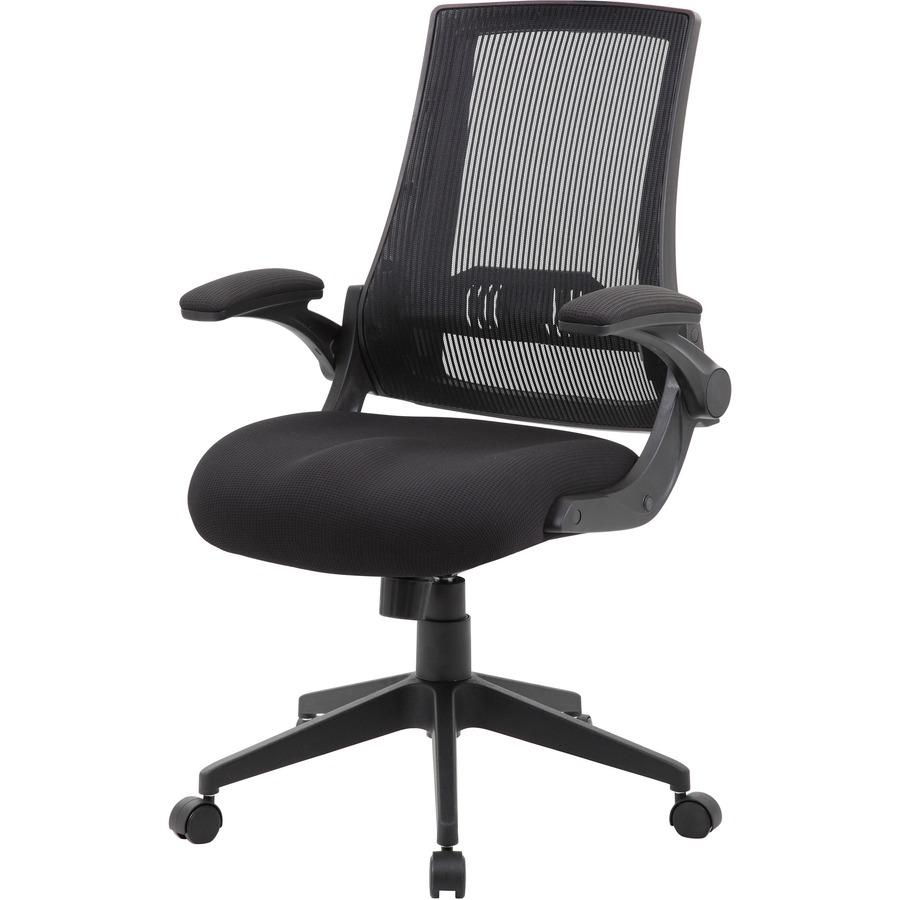 Boss Mesh Back, Flip Arm Task Chair - Black Seat - Black Back - Black Frame - 5-star Base - 1 Each. Picture 12