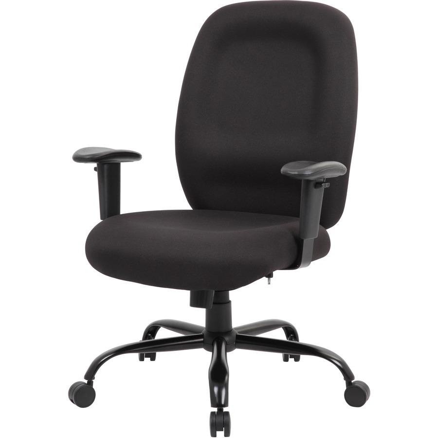 Boss Heavy Duty Task Chair- 400 lbs - Black Crepe Fabric Seat - Black Crepe Fabric Back - Black Frame - 5-star Base - Armrest - 1 Each. Picture 11