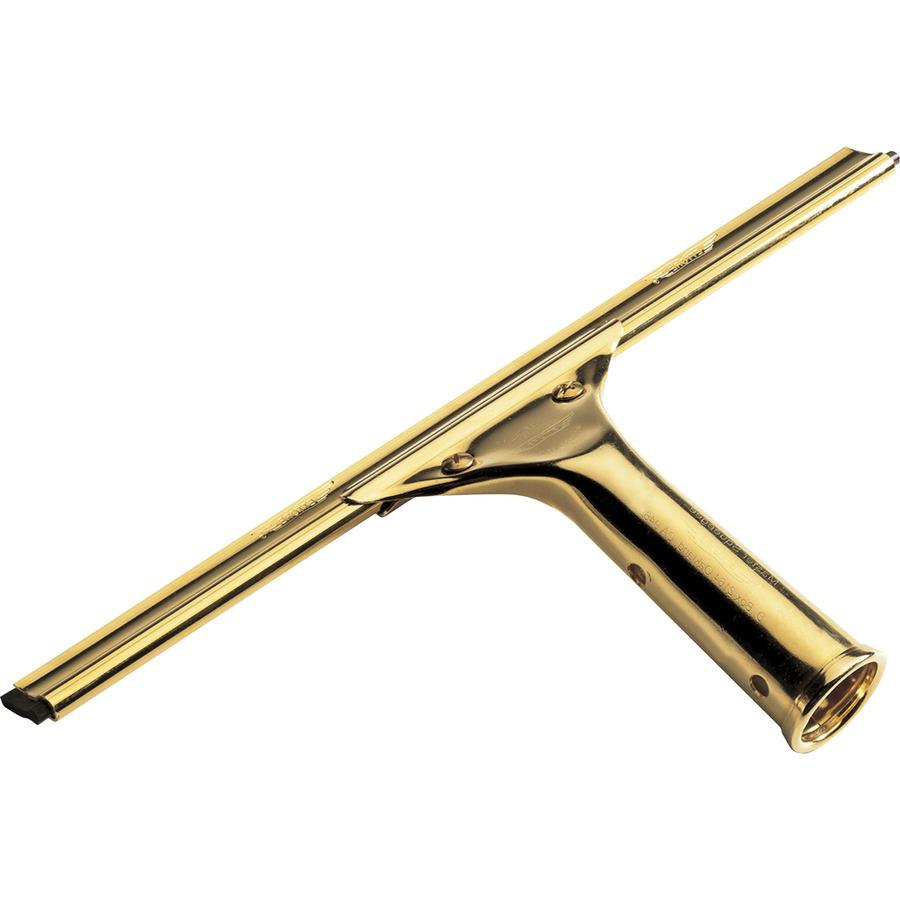 Ettore Brass Squeegee - Rubber Blade - 5.5" Height x 11.8" Width x 1.3" Length - Lightweight, Changeable Blade, Streak-free - Brass - 12 / Carton. Picture 2