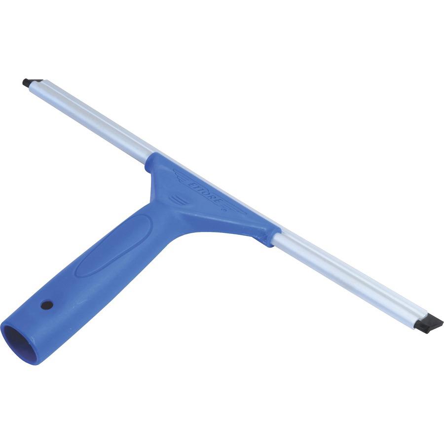 Ettore All-purpose Squeegee - Rubber Blade - Plastic Handle - 1.5" Height x 10" Width x 12" Length - Lightweight, Streak-free - Blue - 12 / Carton. Picture 2