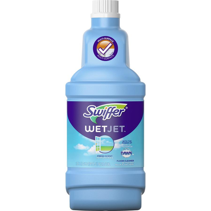 Swiffer WetJet Floor Cleaner - 42.2 fl oz (1.3 quart) - Open-Window Fresh Scent - 4 / Carton - Quick Drying, Haze-free, Streak-free - Clear. Picture 2