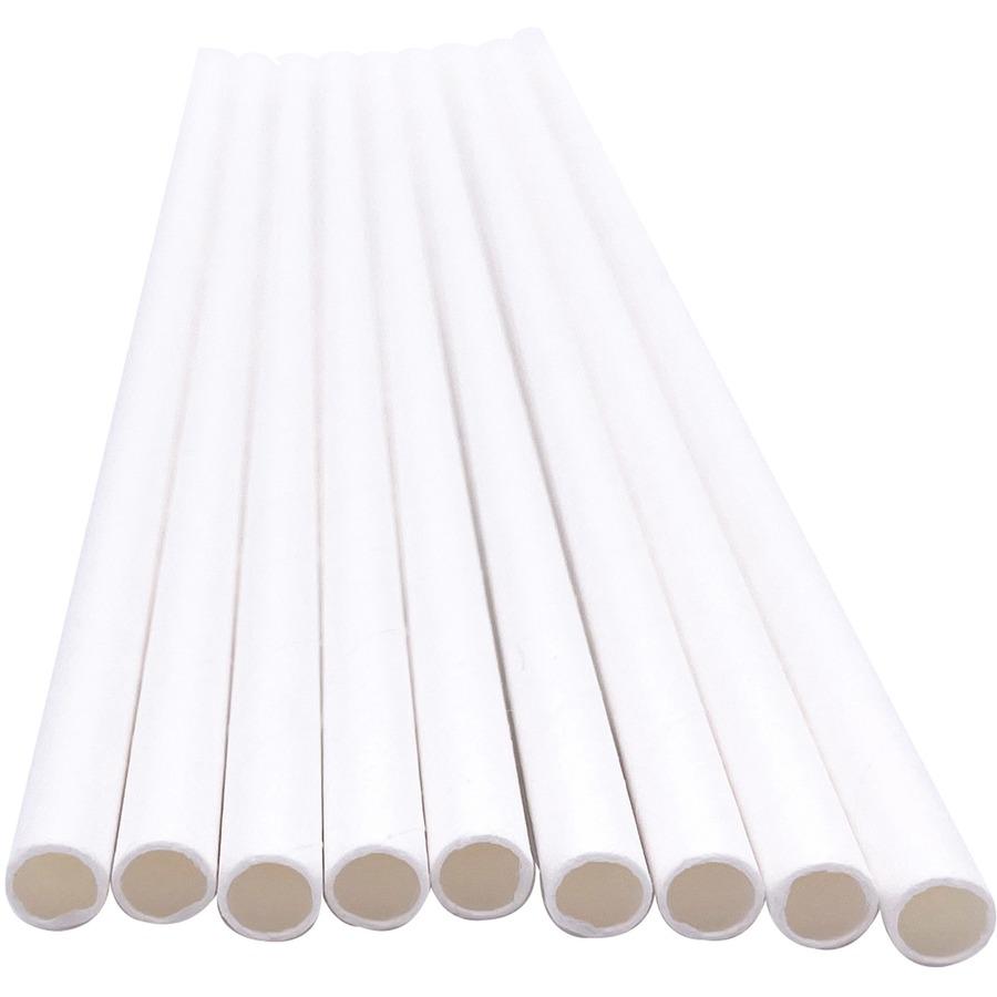 Genuine Joe Paper Straw - 0.3" Length x 0.3" Width x 7.3" Height - Paper - 500 / Box - White. Picture 4