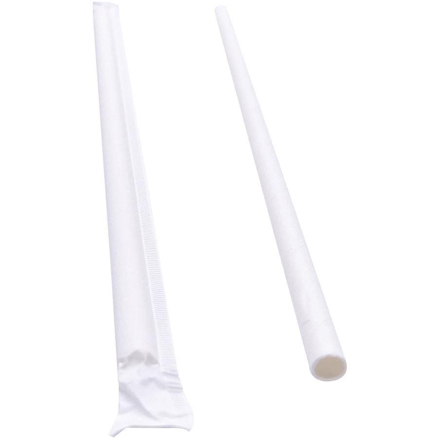 Genuine Joe Paper Straw - 7.3" Height x 0.3" Diameter - Paper - 500 / Box - White. Picture 4
