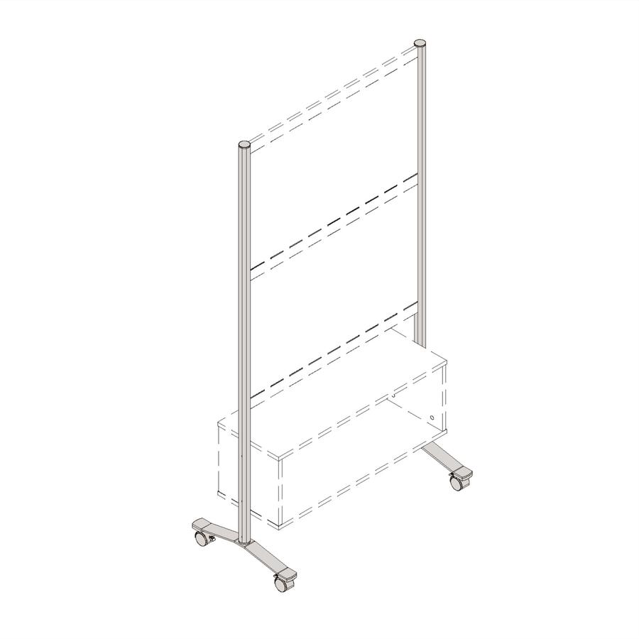 Lorell Adaptable Panel Legs for 50"H Configuration - 18.8" Width x 2" Depth x 71" Height - Aluminum - Silver. Picture 10