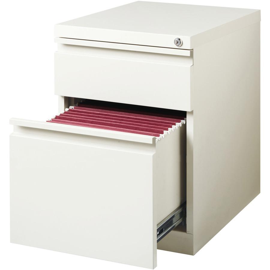 Lorell 20" Box/File Mobile Pedestal - 15" x 19.9" x 23.8" for Box, File - Letter - Mobility, Ball-bearing Suspension, Removable Lock, Pull-out Drawer, Recessed Drawer, Anti-tip, Casters, Key Lock - Wh. Picture 9