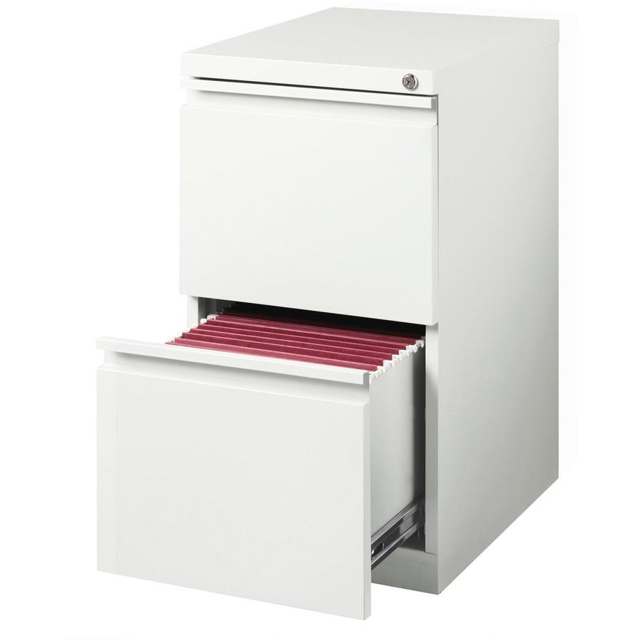 Lorell File/File Mobile Pedestal - 15" x 19.9" x 27.8" for File - Letter - Mobility, Ball-bearing Suspension, Removable Lock, Pull-out Drawer, Recessed Drawer, Casters, Key Lock - White - Steel - Recy. Picture 10