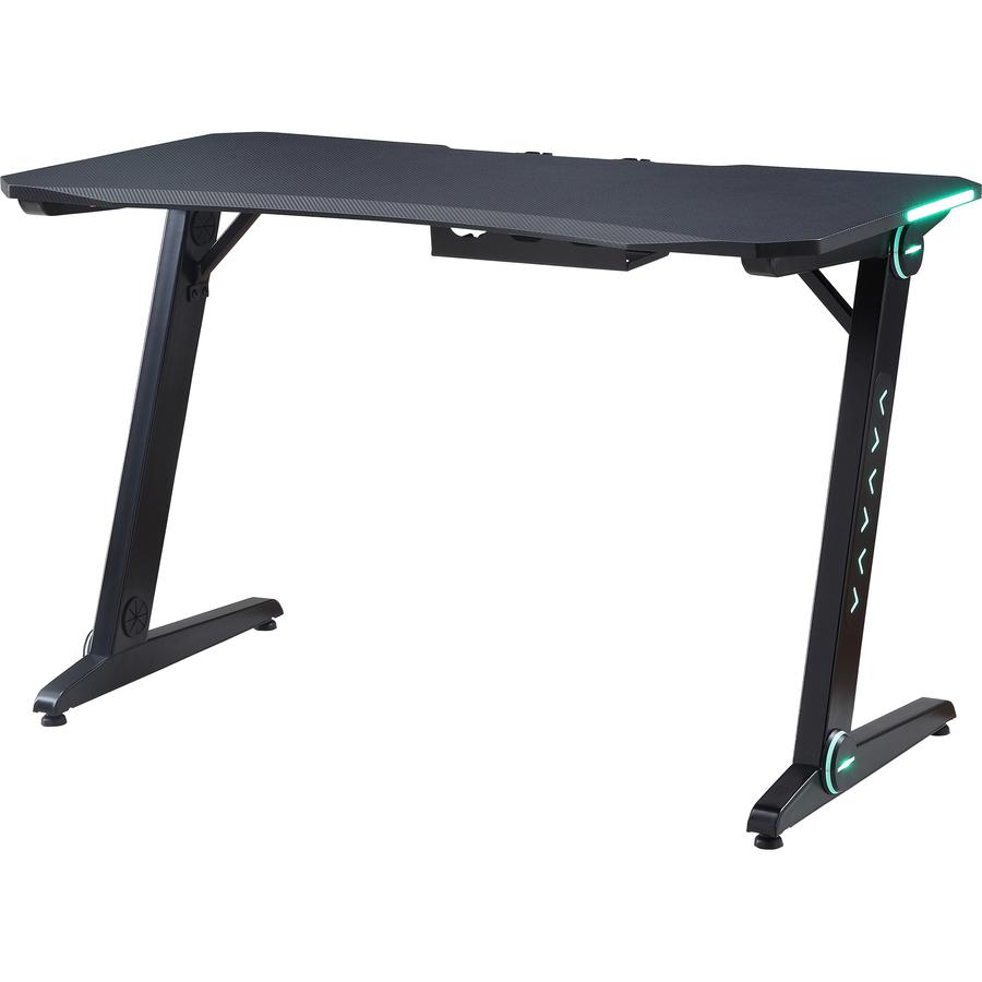 Lorell Standard Ergonomic Gaming Desk - x 47" Table Top Width x 23.75" Table Top Depth - 29" Height - Assembly Required - Black. Picture 9