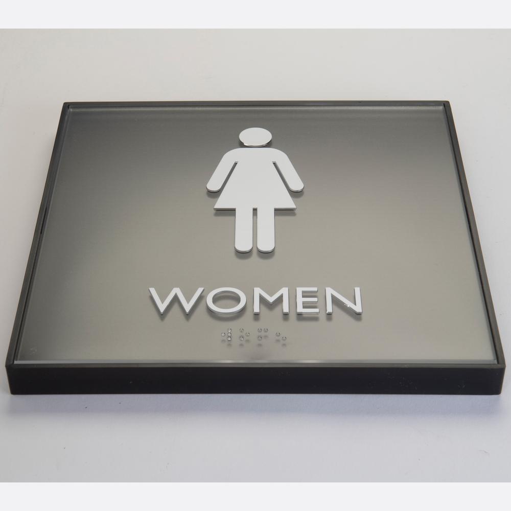 Lorell Women's Restroom Sign - 1 Each - Women Print/Message - 8" Width x 8" Height - Square Shape - Surface-mountable - Easy Readability, Injection-molded - Restroom, Architectural - Plastic - Black, . Picture 6