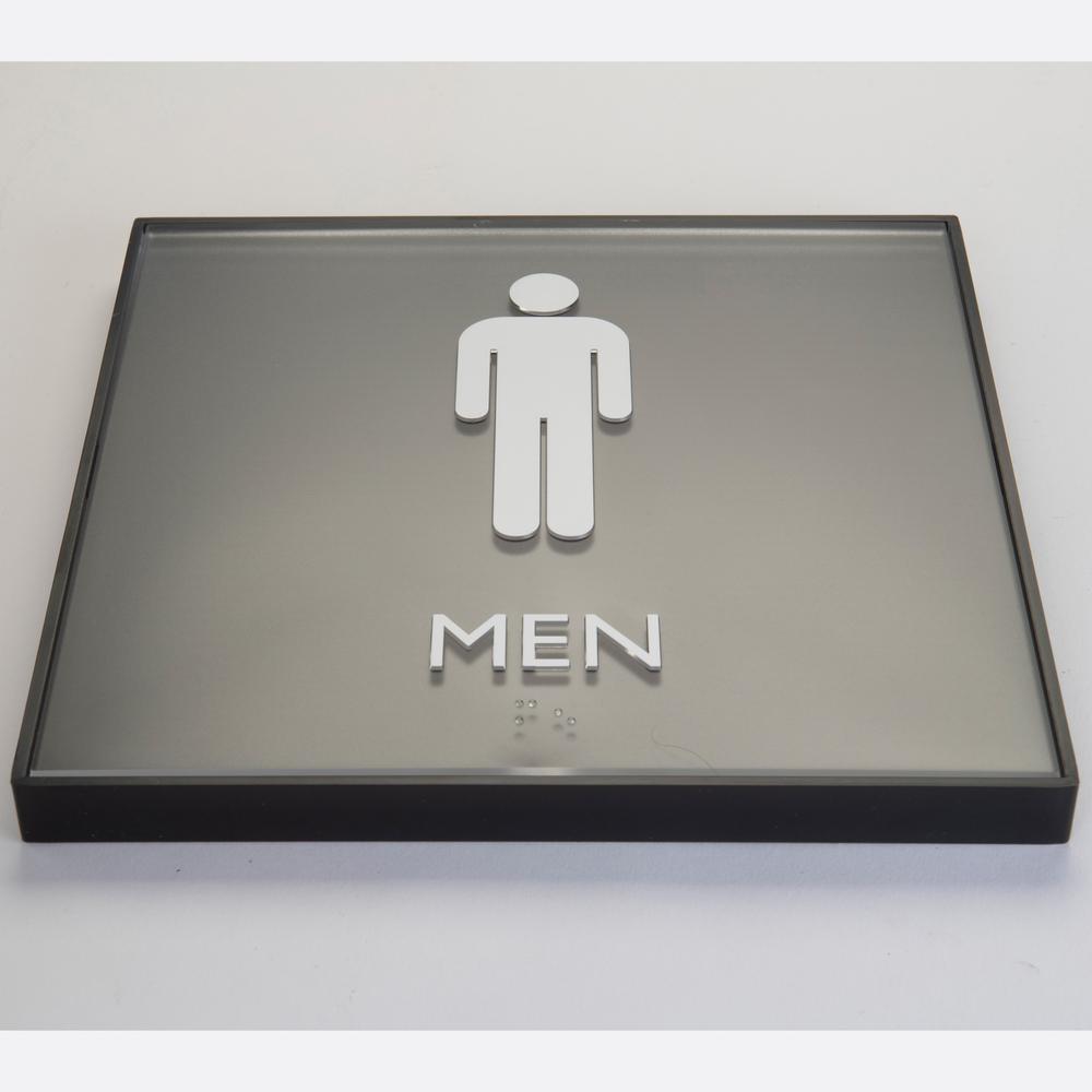 Lorell Restroom Sign - 1 Each - Men Print/Message - 8" Width x 8" Height - Square Shape - Easy Readability, Injection-molded - Plastic - Black. Picture 4