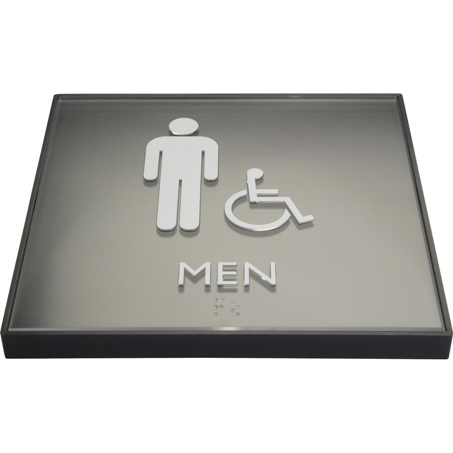 Lorell Men's Handicap Restroom Sign - 1 Each - men's restroom/wheelchair accessible Print/Message - 8" Width x 8" Height - Square Shape - Surface-mountable - Easy Readability, Injection-molded - Restr. Picture 3