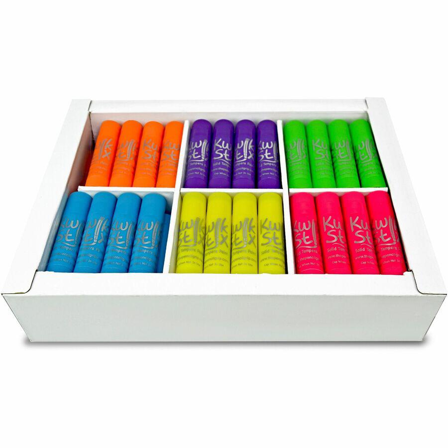 The Pencil Grip Kwik Stix Neon Solid Tempera Paint - 72 / Box - Assorted Neon. Picture 2
